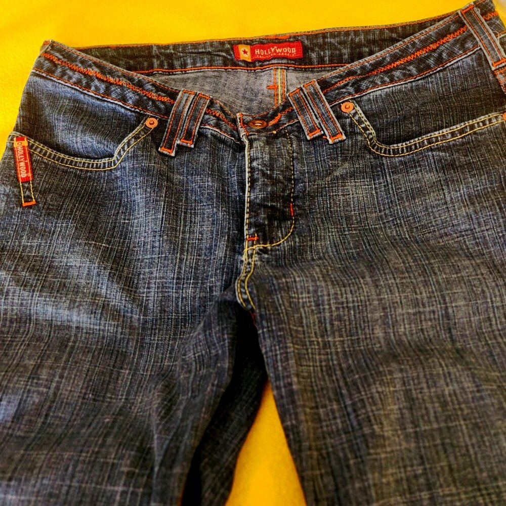 Rare Vintage Hollywood w/H on back pocket Made in Canada Sz 29 coloured stitches